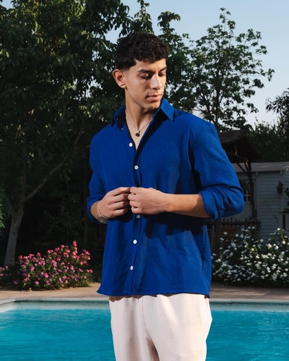 Royal Blue Linen Shirt